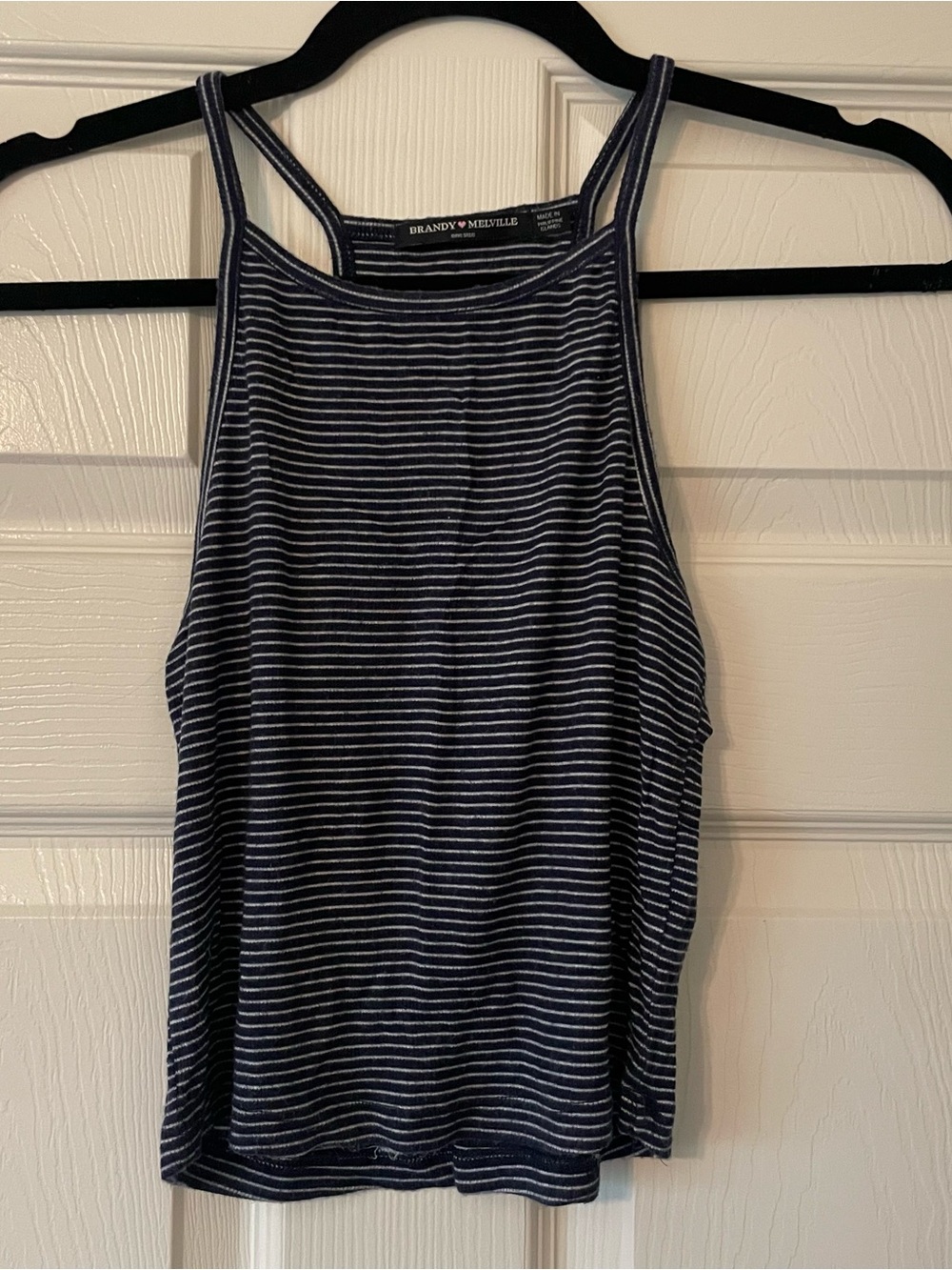 Brandy Melville Navy and White Striped Tank